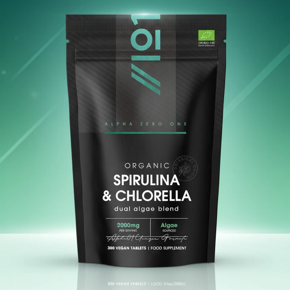 Organic Spirulina & Chlorella 2000mg – 300 Tablets – Broken Cell Wall – Cold