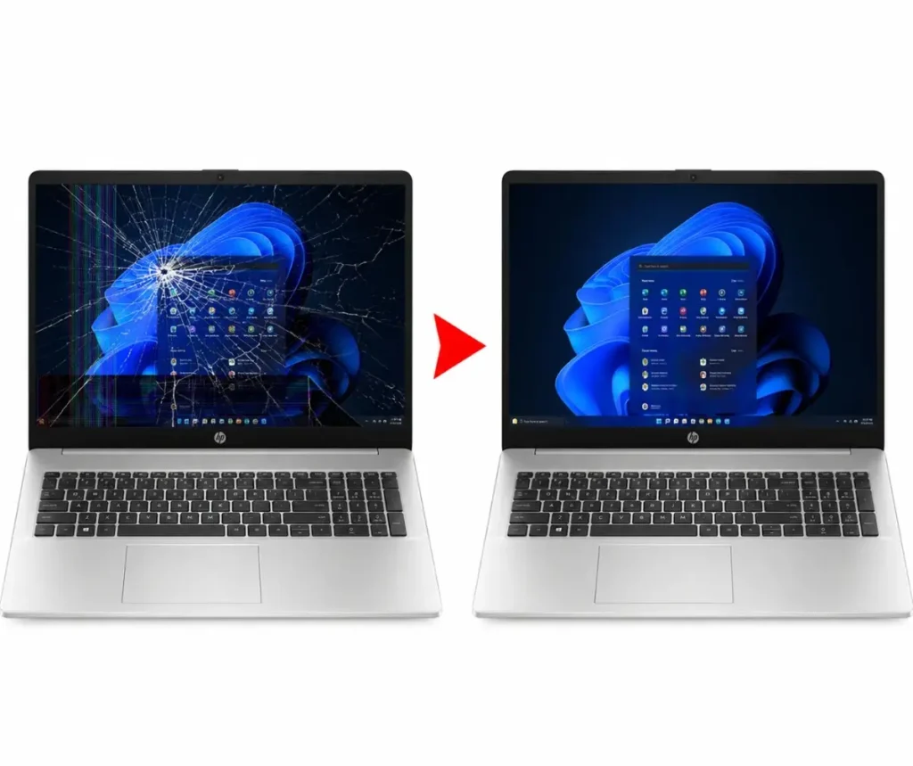 Laptop screen repair before after