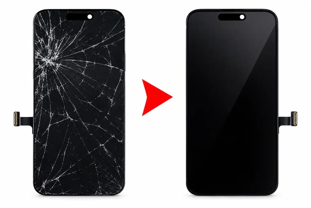Screen Replacement before and after