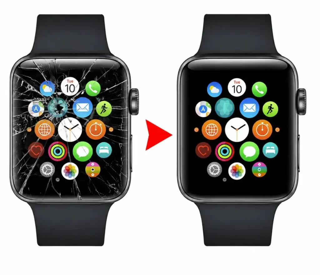 Smartwatch screen repair before after
