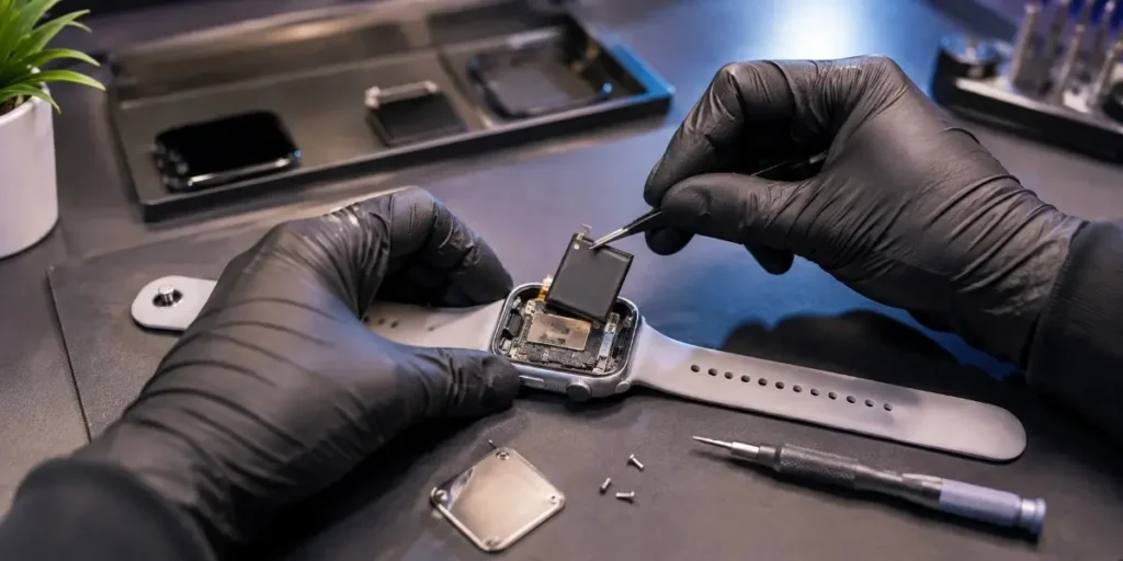 replacing the battery inside a smartwatch at iCrack Merthyr Tydfil