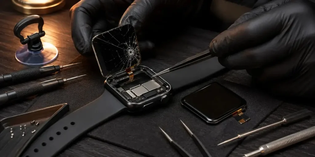 replacing the cracked glass and LCD screen of a smartwatch at iCrack Merthyr Tydfil